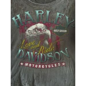 Harley Davidson Long Sleeved Womens XL Born To Ride Gray With “Oil Drip” Design